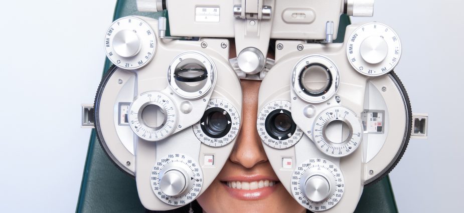 Patient receiving an eye exam